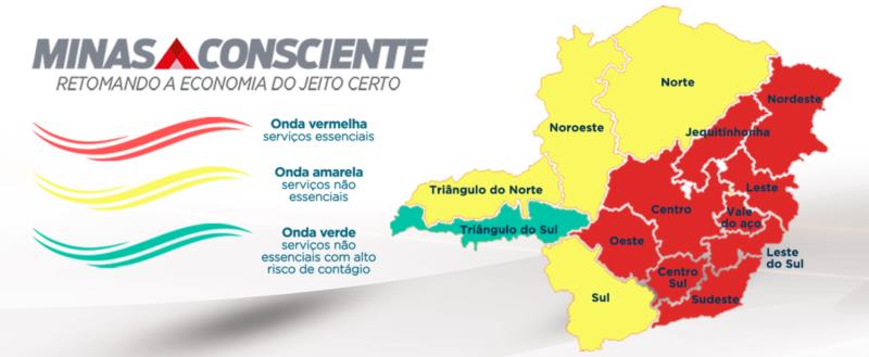 Sul de Minas avança para a onda amarela, enquanto Centro e Oeste regridem para a vermelha