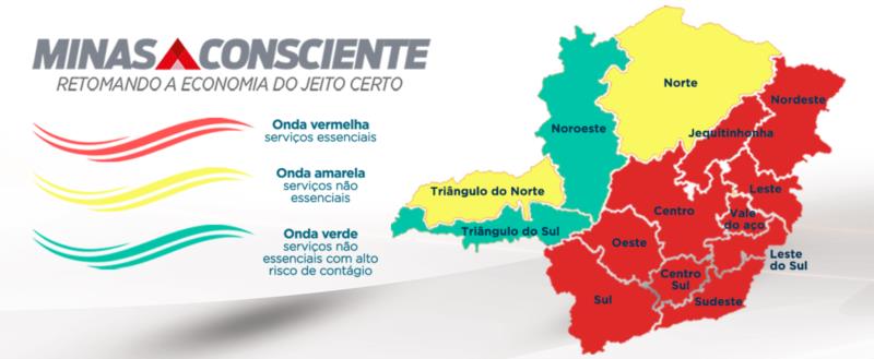 Sul de Minas volta para onda vermelha e agora são dez as regiões na fase mais restritiva do Minas Consciente