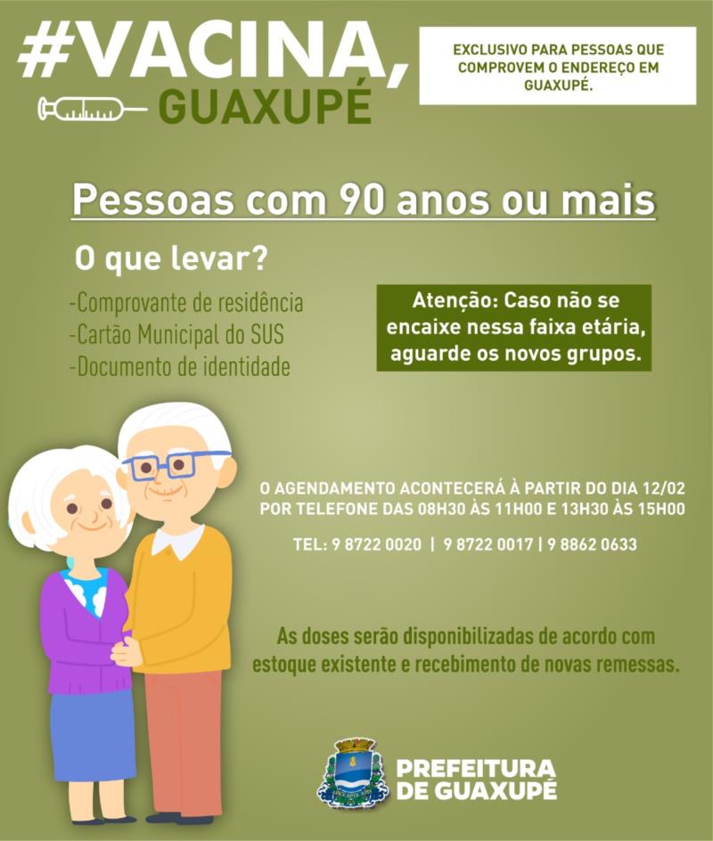 Vacinação de idosos acima de 90 anos já pode ser agendada em Guaxupé