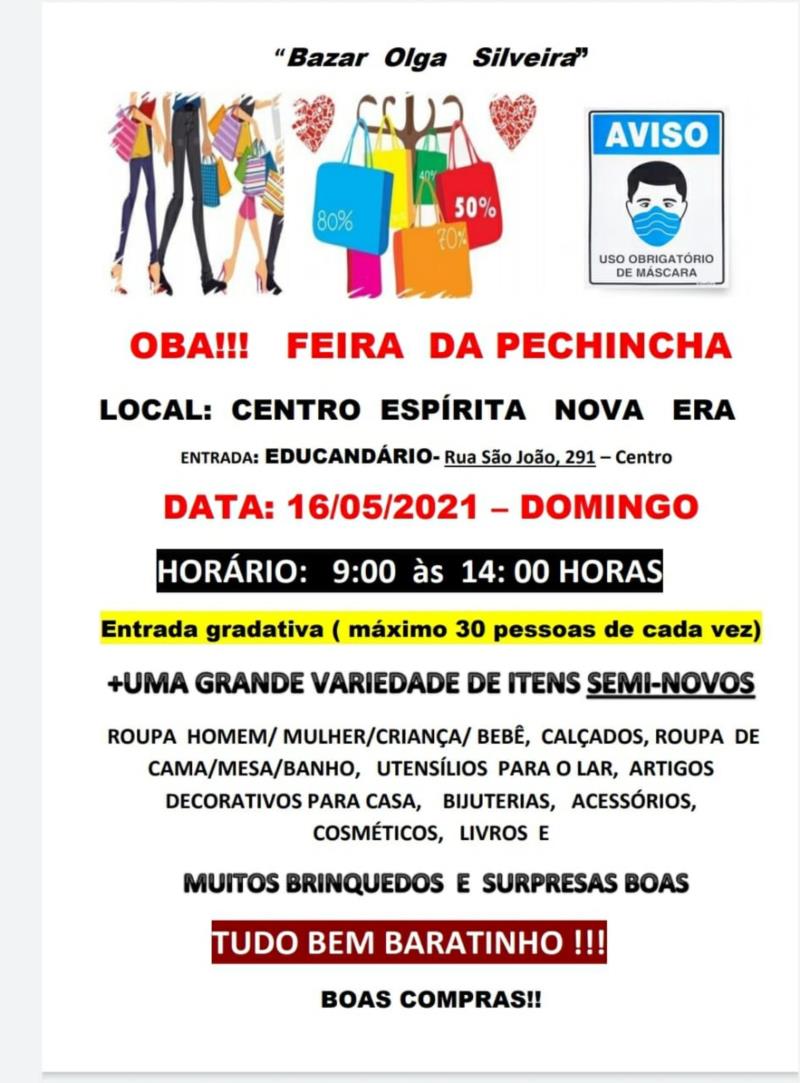 Centro Espírita Nova Era realiza Feira da Pechincha neste domingo