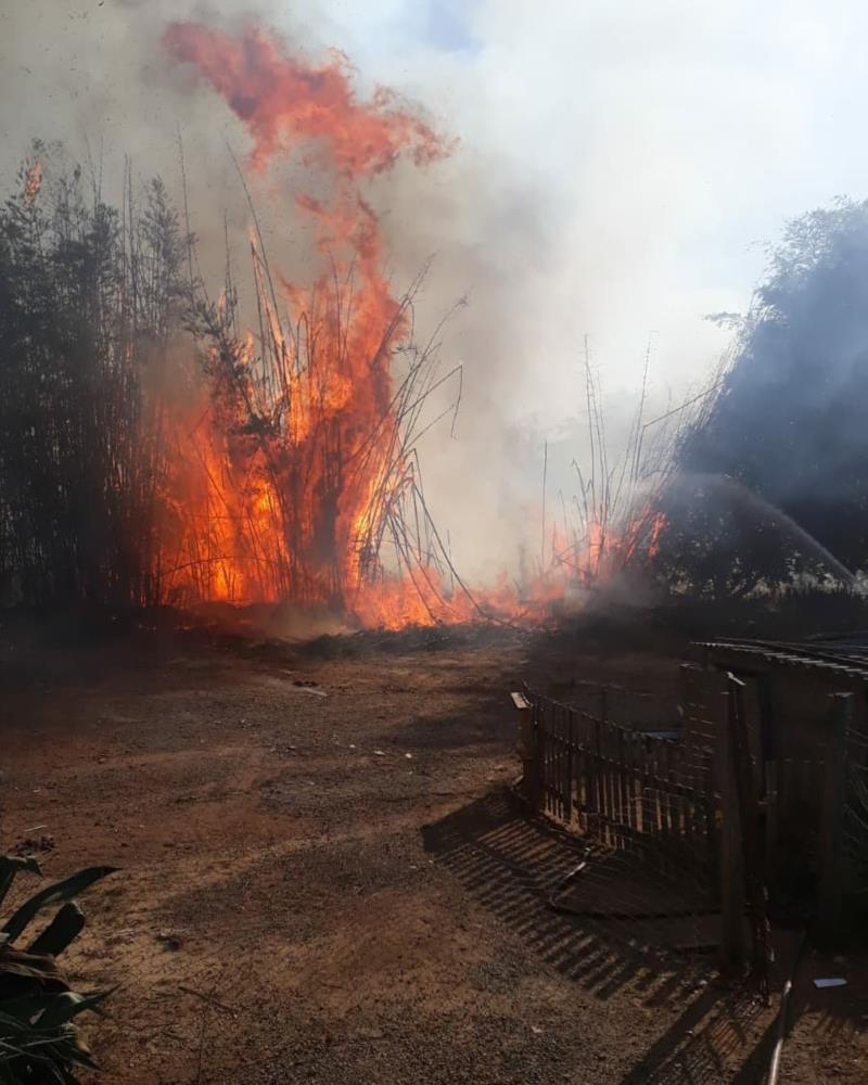 Sequência de grandes incêndios em vegetação sobrecarrega o serviço de emergência do Corpo de Bombeiros de Guaxupé