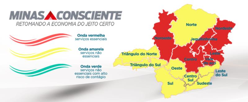 Mais de 360 cidades mineiras de pequeno porte passarão automaticamente para a onda amarela do plano Minas Consciente  