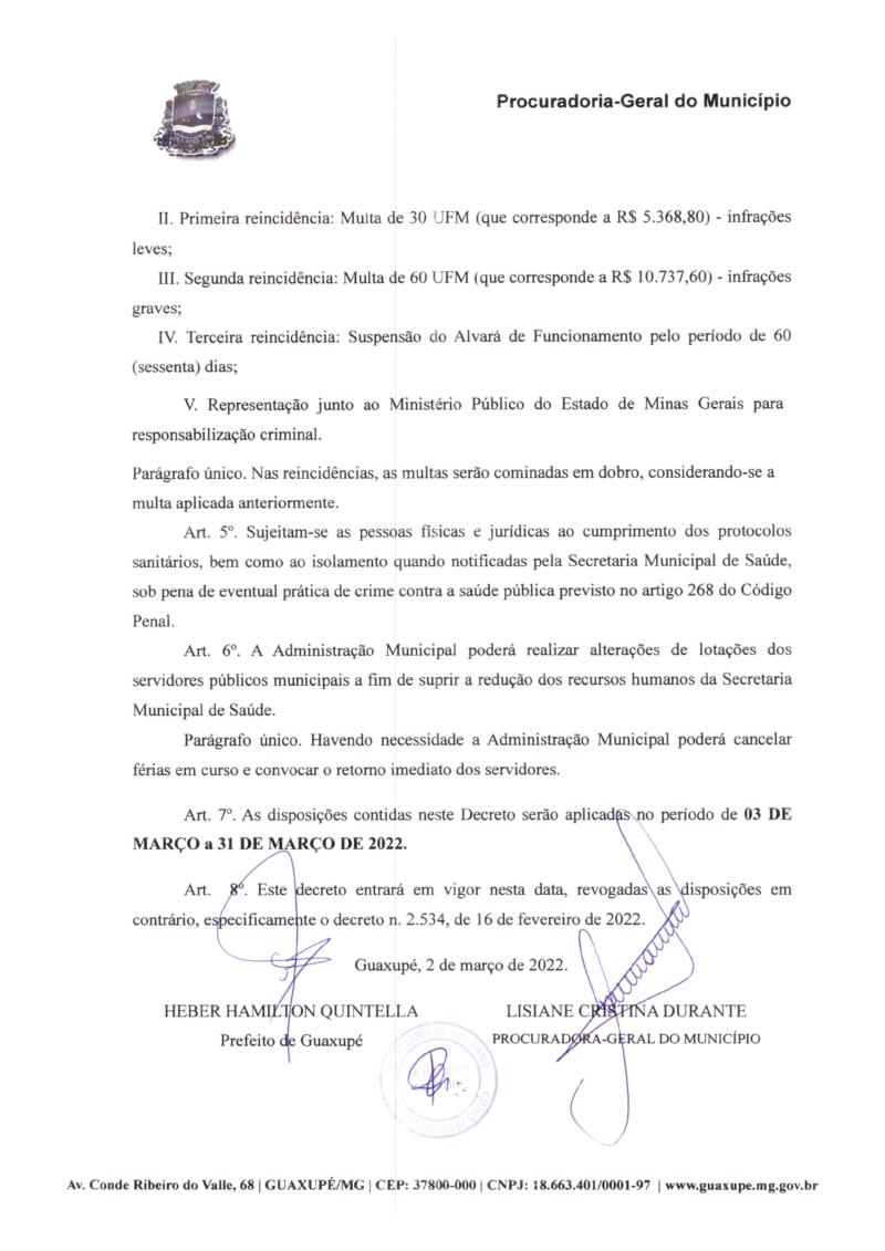 Prefeitura de Guaxupé publica novo Decreto de enfrentamento à Covid-19