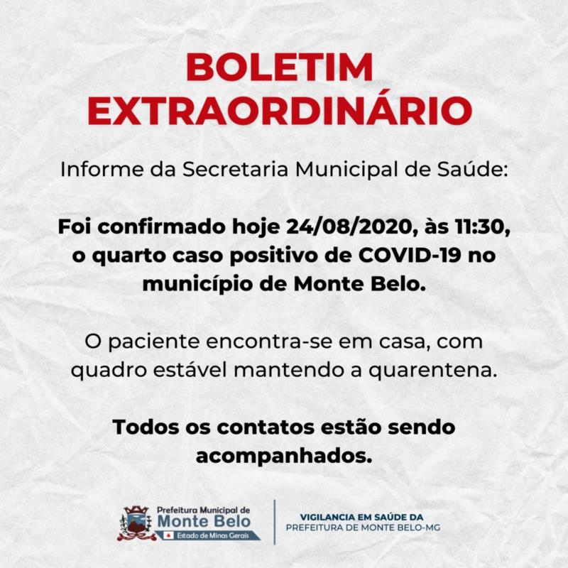 Monte Belo confirma o quarto caso positivo de Covid-19