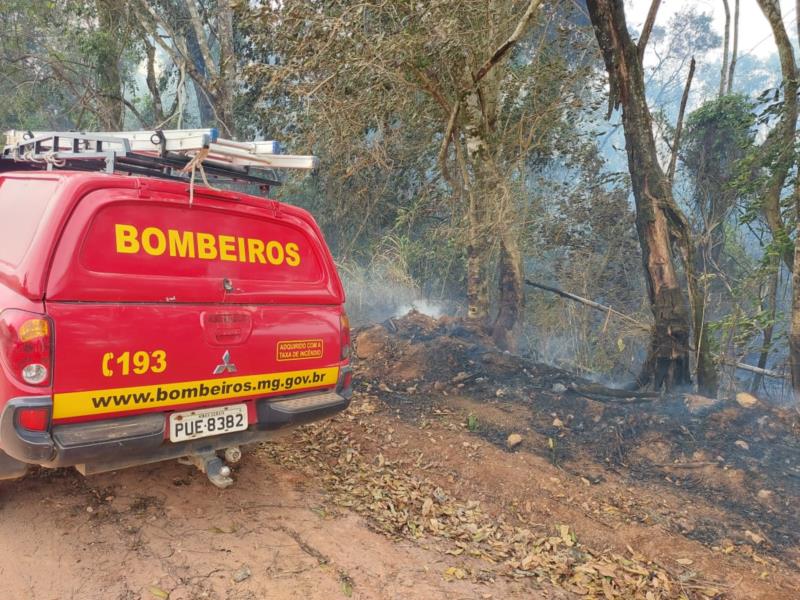 Bombeiros, Defesa Civil e sitiantes locais combatem incêndio na fazenda Varjão, em Guaranésia 