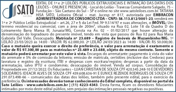 Publicação de Edital de Leilões Públicos de Terrenos em Juruaia 