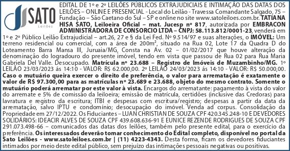 Publicação de Edital de Leilões Públicos de Terrenos em Juruaia 