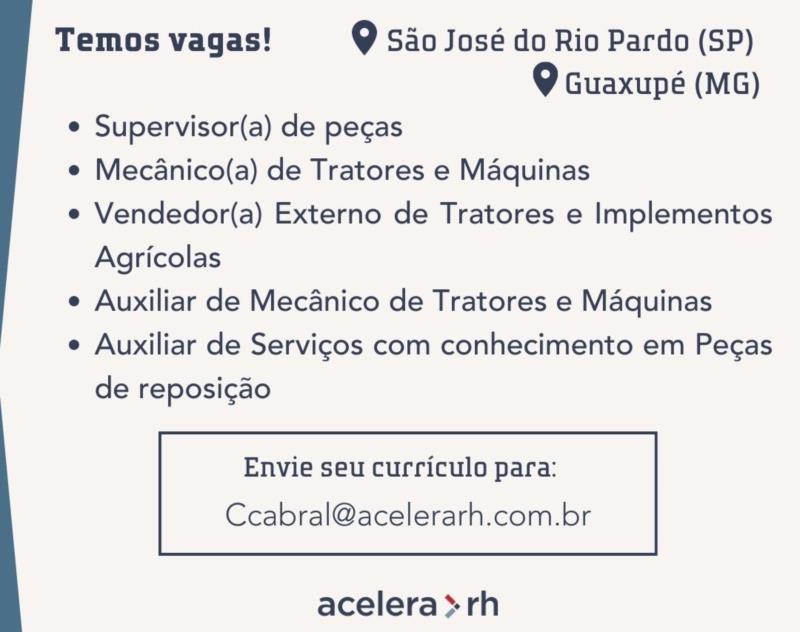 Vagas de emprego para Guaxupé e São José do Rio Pardo 