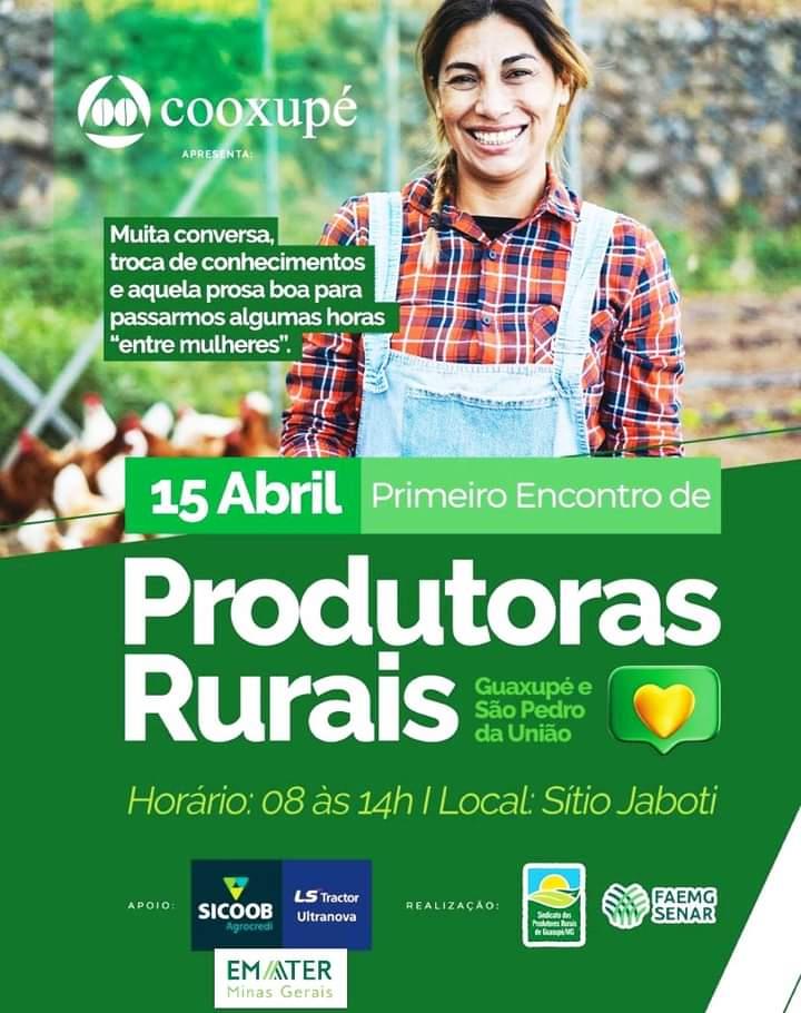 1º Encontro de Produtoras Rurais de Guaxupé e São Pedro da União será no dia 15 de abril 