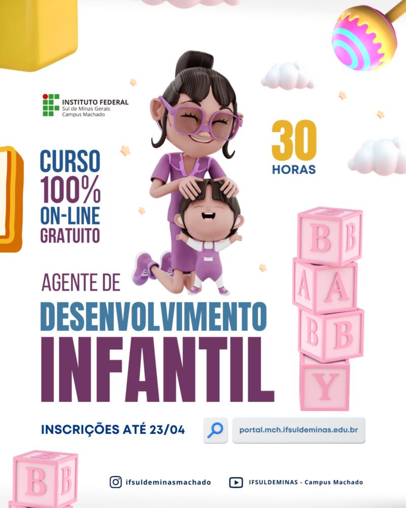 IFSULDEMINAS - Campus Machado oferece curso gratuito e on-line para Agente de Desenvolvimento Infantil