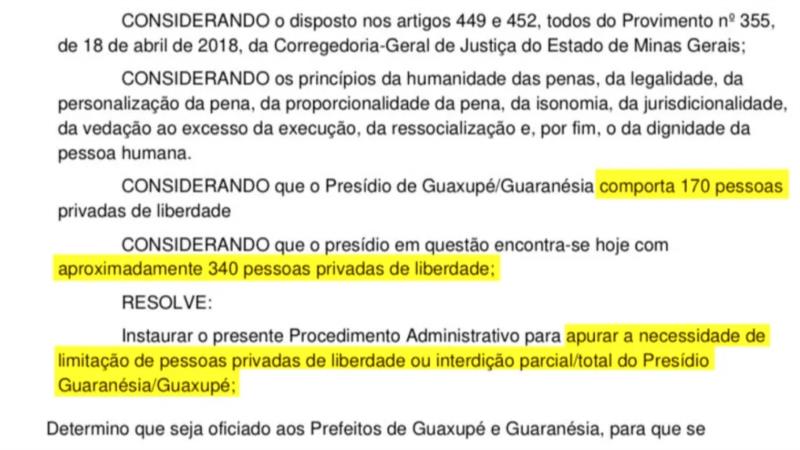 Superlotação: Presídio Guaranésia-Guaxupé está com o dobro da capacidade de detentos   