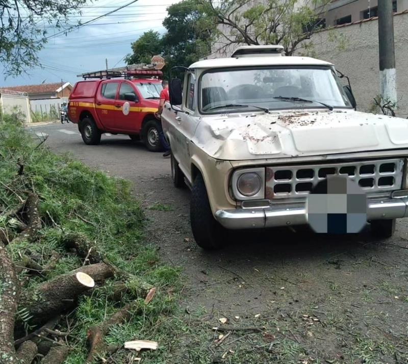 Vendaval seguido de chuva de granizo causa transtornos em vários bairros de Guaxupé 