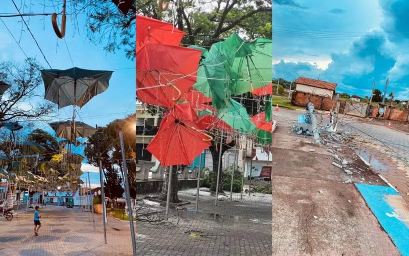 Chuva destrói decoração natalina e de festa de Congada em cidade do Sul de Minas 