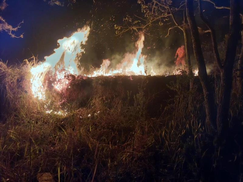 Bombeiros combatem incêndio de grandes proporções na Fazenda Santa Helena, em Guaxupé 