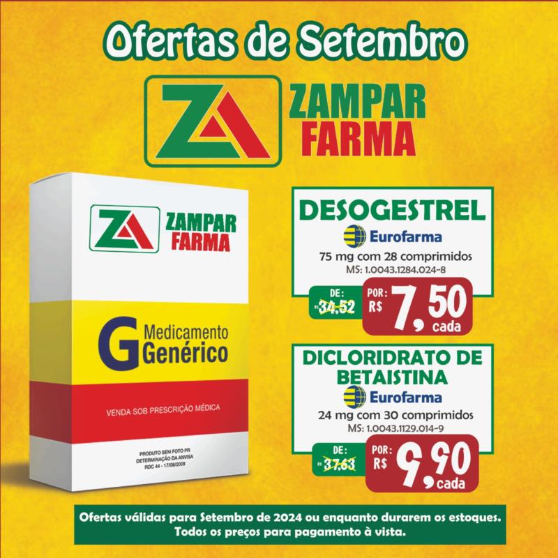 Ofertas de Setembro na Zampar Farma 