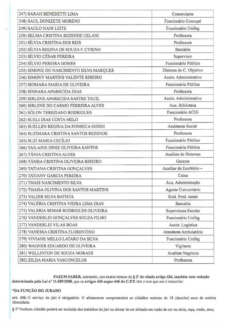 Lista geral dos jurados da Comarca de Guaxupé