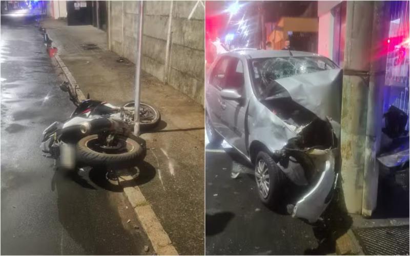 Batida entre carro e moto deixa três feridos no Sul de Minas 