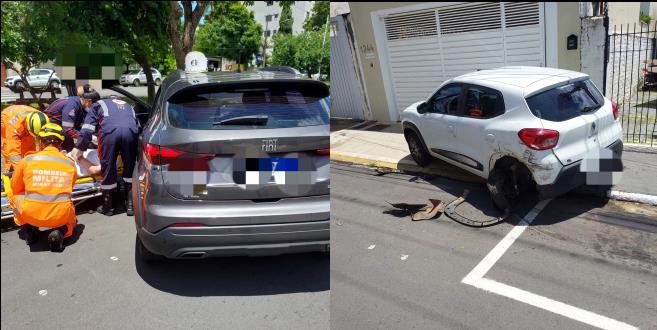 Condutor perde o controle do seu carro e bate em veículo estacionado no centro de Guaxupé 