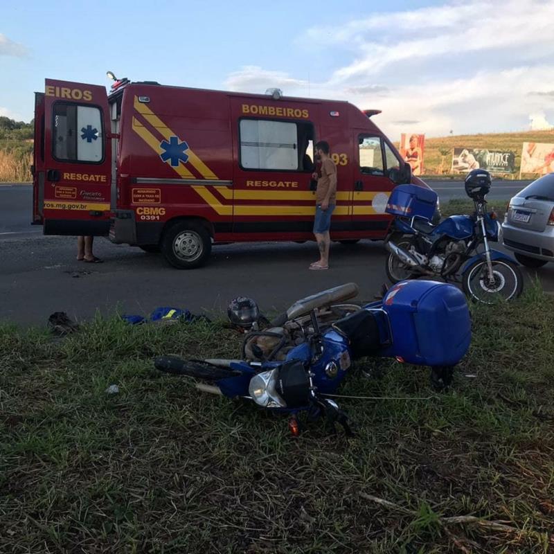 Motociclista fica ferido em acidente na BR- 491, no trevo de Juruaia