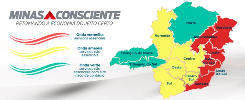 Vale do Aço e Sudeste regridem e estado passa a ter seis regiões na onda vermelha do Minas Consciente